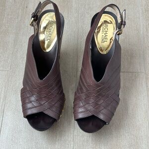 Michael Kors leather wedge slingback